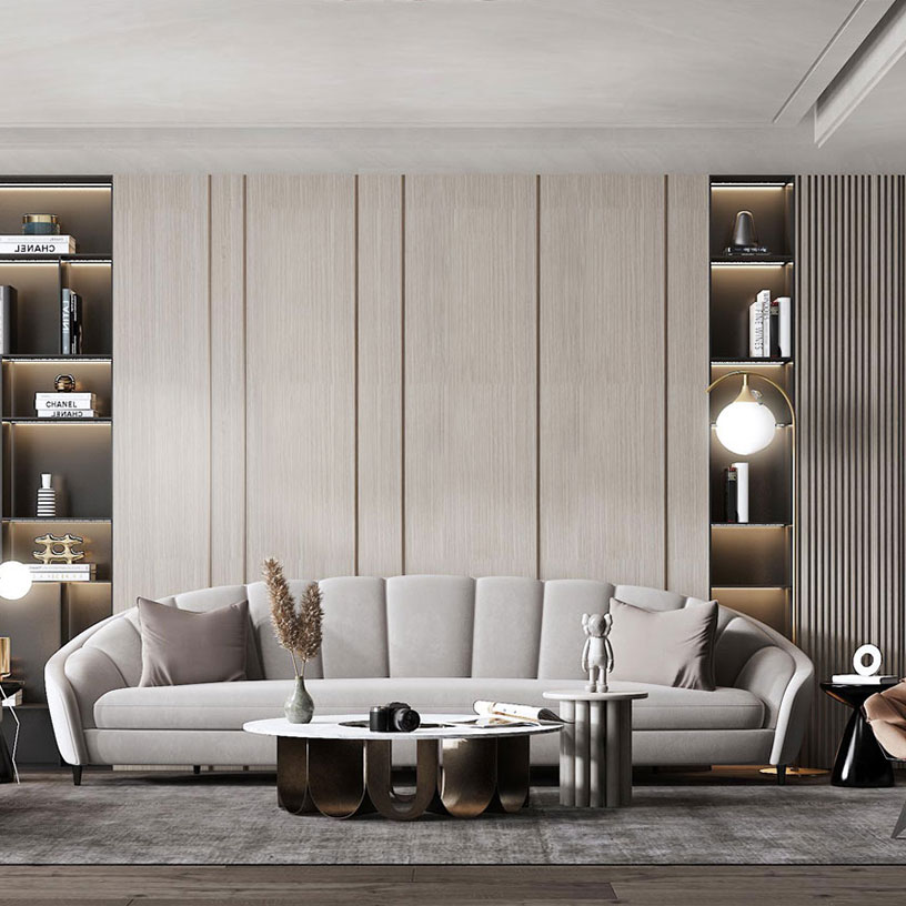 Light grey fine linen- textured wall panel