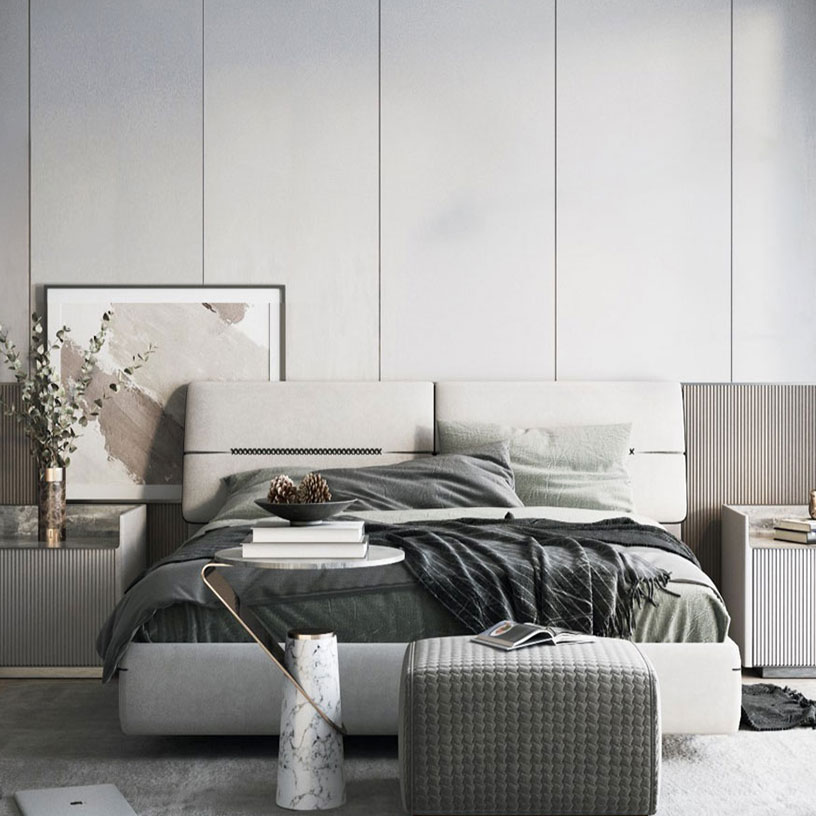 Light grey straight  grain fabric wall panel