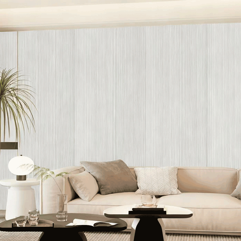 Off-white wide vertical  striped wall panel