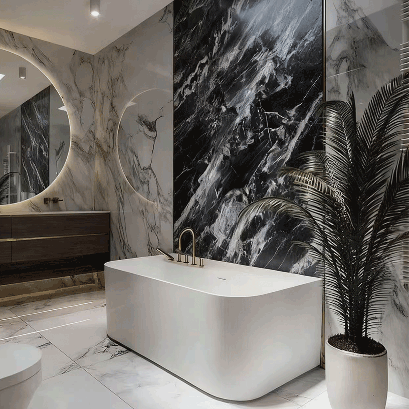 Gilded Airblue marble wall panel