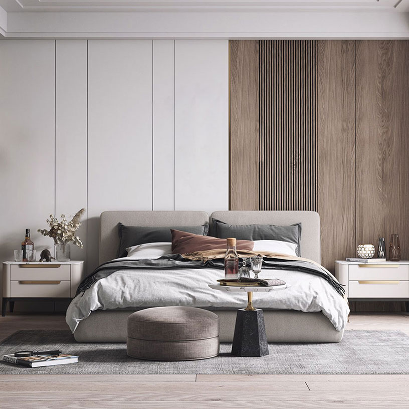 Light grey vertical linen-textured wall panel